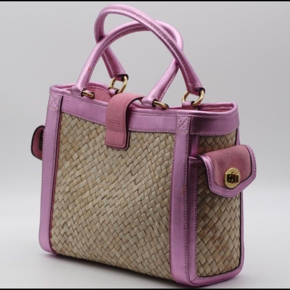 🩷 NWT COACH STRAW AND LEATHER TOTE! - Picture 3 of 13